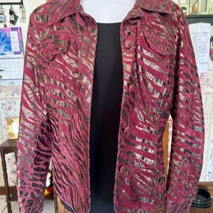 Erin London Red and Black Zebra Print Blazer